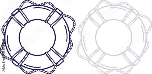 Lifebuoy Ring Icon Set in Outline Style Isolated on White Background