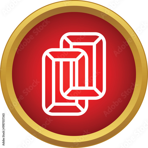 Two overlapping red emerald cut gemstones symbolizing luxury and wealth