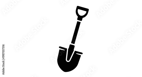 Black silhouette of a shovel icon for gardening and construction tools