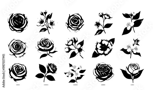 Watercolor flowers vector set roses cherry blossoms jasmine botanical collection