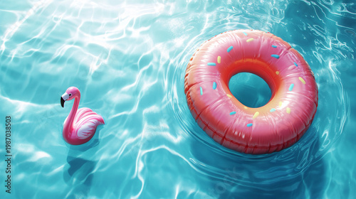 Pool float and flamingo - Generative AI