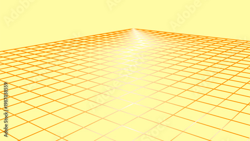 Vector horizon lines. Perspective depth shapes dimension. Grid frameworks. 3D space emerges geometrically.