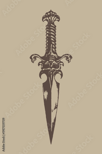 Elegant Sword Blade With Classic Symmetrical Guard Detailing