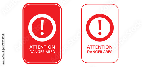 Attention Danger Area and Mandatory PPE Compliance Safety Sign Icon Set, Industrial Warning Signage Collection for Danger Area and Mandatory Personal Protection