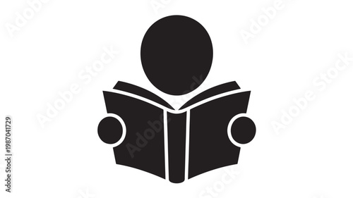 Reading Person Silhouette Icon Book Education Learning Literacy Knowledge Study