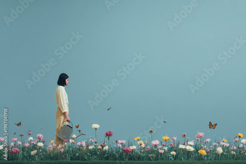 focused hunter standing amidst lush greenery with sharp details and clean soft background