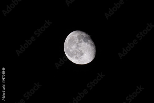 Картината върху платно Waning gibbous moon after full phase with slight shadow on right side, detailed