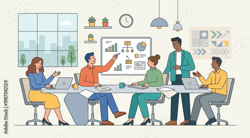 Teamwork Concept Illustration, People Collaboration Flat Vector Design