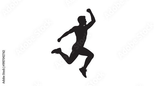 Jumping Man Silhouette Victory Success Celebration Athletic Achievement Dynamic Pose Icon