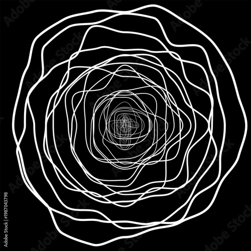 Abstract Concentric Wave Pattern with Nonsymmetrical Geometry and Organic Lines. Optimized for contemporary print media, luxury branding backgrounds, and architectural surface textures
