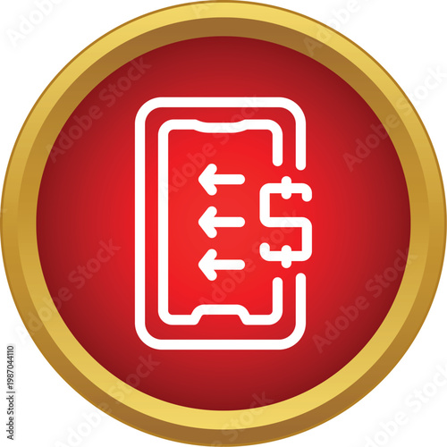 Smartphone with arrows directing money to and from a dollar icon