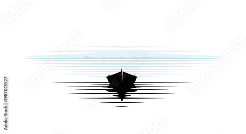 A small boat floats on calm water.