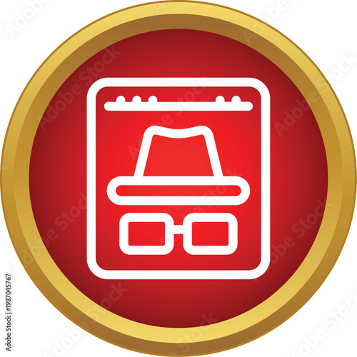 Browser window showing incognito hat and glasses for internet privacy