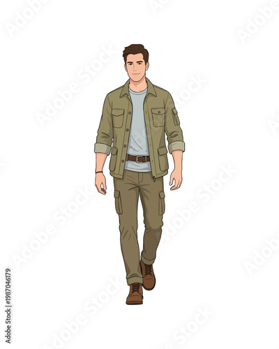 Flat style illustration, man with casual outfit