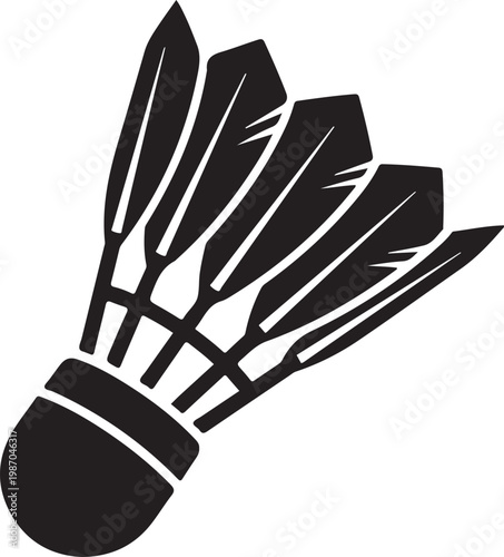 Shuttlecock icon with feathers and cork base for badminton game equipment symbol