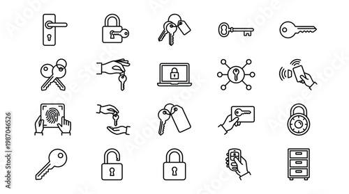 Line Keys and Locks Icons