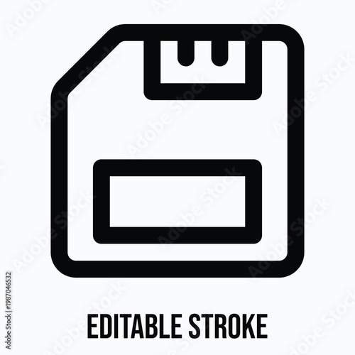 Save, Floppy Disk Vector Icon, Isolated Lineal Vector Icon.