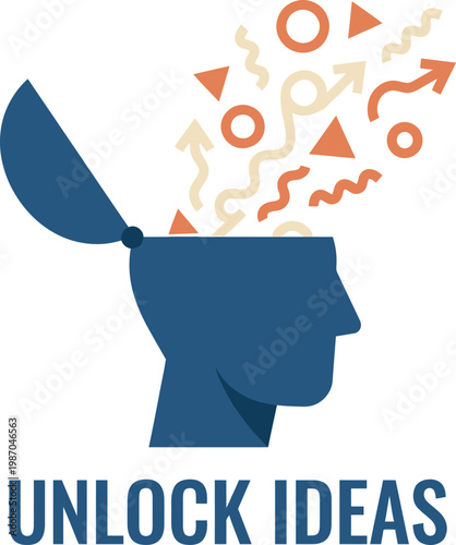 Creative Thinking Unlock Ideas Illustration | Innovation Brain Concept for Marketing Design