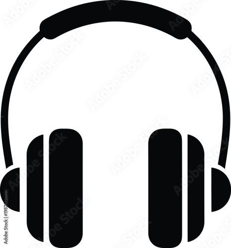 headphones icon, audio device symbol, minimal flat design, music listening concept, modern sound equipment illustration, simple vector graphic, media technology outline style