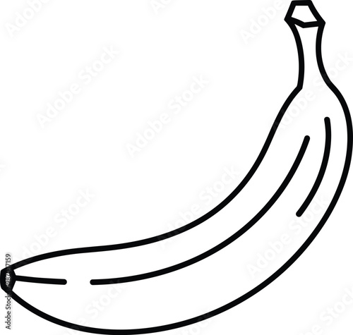 banana icon, fruit line illustration, minimal outline design, tropical food symbol, healthy snack concept, simple flat vector graphic, organic nutrition style
