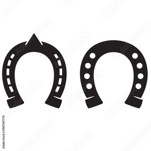 Black Silhouette Horseshoe Illustration with Toe Clip and Calks