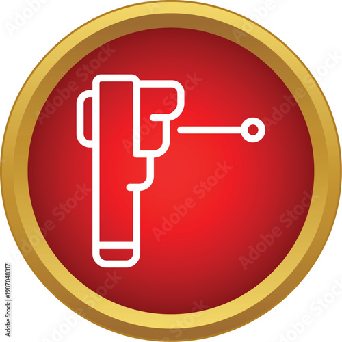Non contact infrared thermometer device measuring temperature inside a red circle icon
