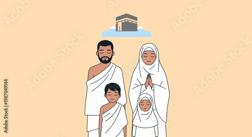 Muslim Family in Traditional Attire.