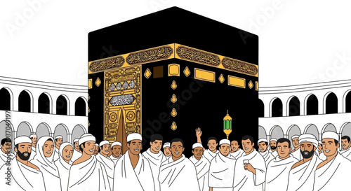 Muslim Men in White Clothing.