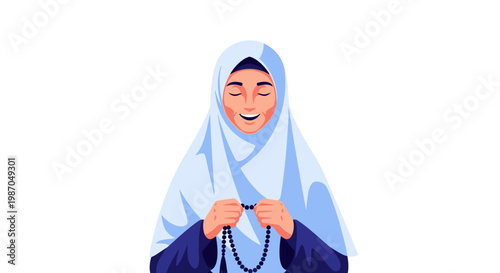 Smiling Muslim Woman Wearing Hijab.