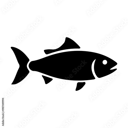 Black Fish Silhouette Graphic Icon Isolated on White