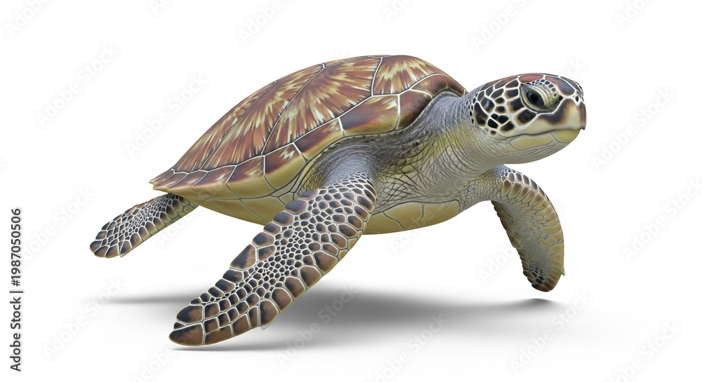 Obraz premium Detailed Sea Turtle Swimming Marine Illustration