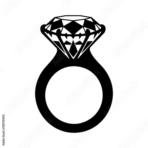 Bold silhouette of an elegant diamond ring with heavy black band