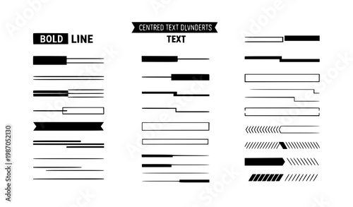 Modern text divider vector collection with clean line separators for social media ui and web design