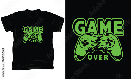 Game over broken controller t-shirt design for gamers and streamers.