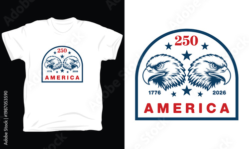 Double eagle head emblem for america 250 years independence graphic.