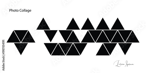 Photo collage with abstract triangular composition on landscape layout