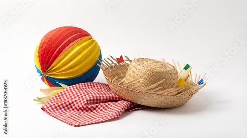 Festa Junina: Balloon Hat and Gingham Cloth Still Life