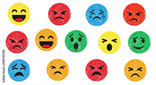 Colorful Emoji Faces Emotions.