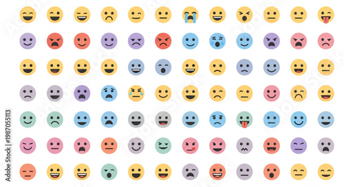 Colorful Emojis on White Background.
