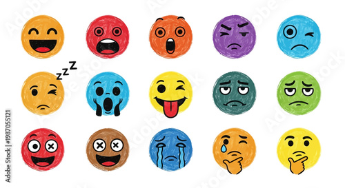 Colorful Emojis Facial Expressions.