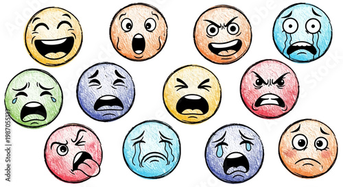 Colorful Emoticon Face Expressions.