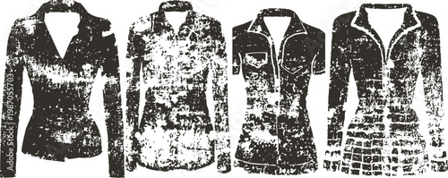 grunge women's blouse silhouettes with various collar and sleeve designs