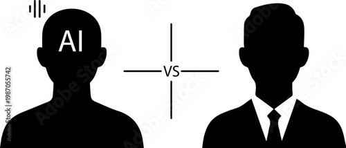 Silhouette of a man with ai versus a businessman