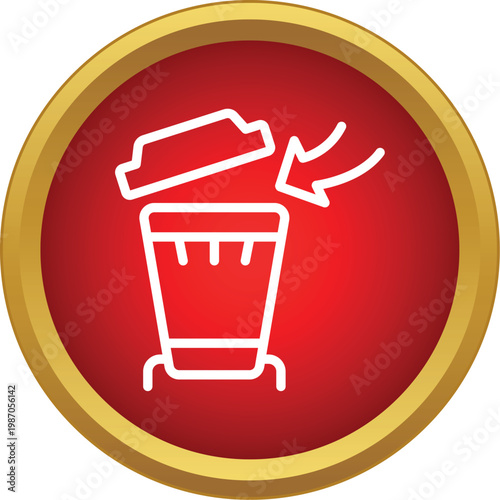 Trash bin outline in a red circle representing deletion and removal