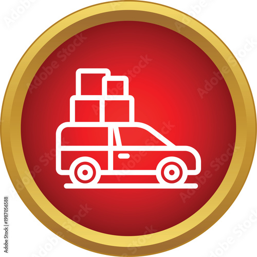 Car transporting boxes on roof rack representing travel or delivery