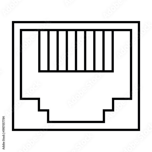 Ethernet network port icon, minimalist connectivity hardware lan socket