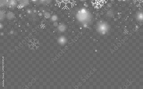 Abstract winter snowflakes falling softly in space. Transparent background for design use. Gentle motion adds festive feeling.