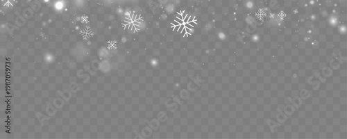 Light snowstorm effect with drifting white flakes. Transparent background for overlays. Ideal for festive winter and holiday compositions.