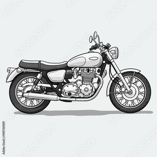 Classic Motorcycle Illustration: Vintage Style Cafe Racer Bike