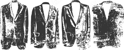 Men's vintage suit jackets line art classic tailored blazers fashion sketch set